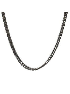 Vintage Curb Chain Necklace Silver Tone Cuban Link Streetwear HipHop Mens